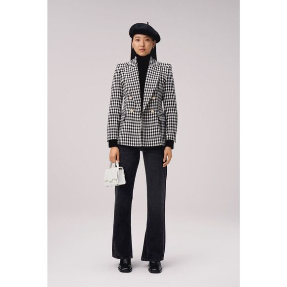 Zara Black White Houndstooth Structured Double Breasted Blazer small NWOT - Picture 1 of 12